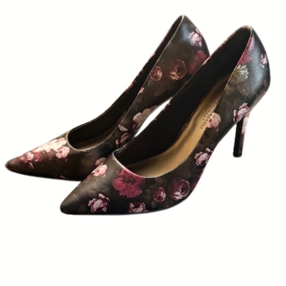 Christian Siriano | Purple Rose Floral Heels Slip On Pointed Toe Women Size 10 - Picture 2 of 6